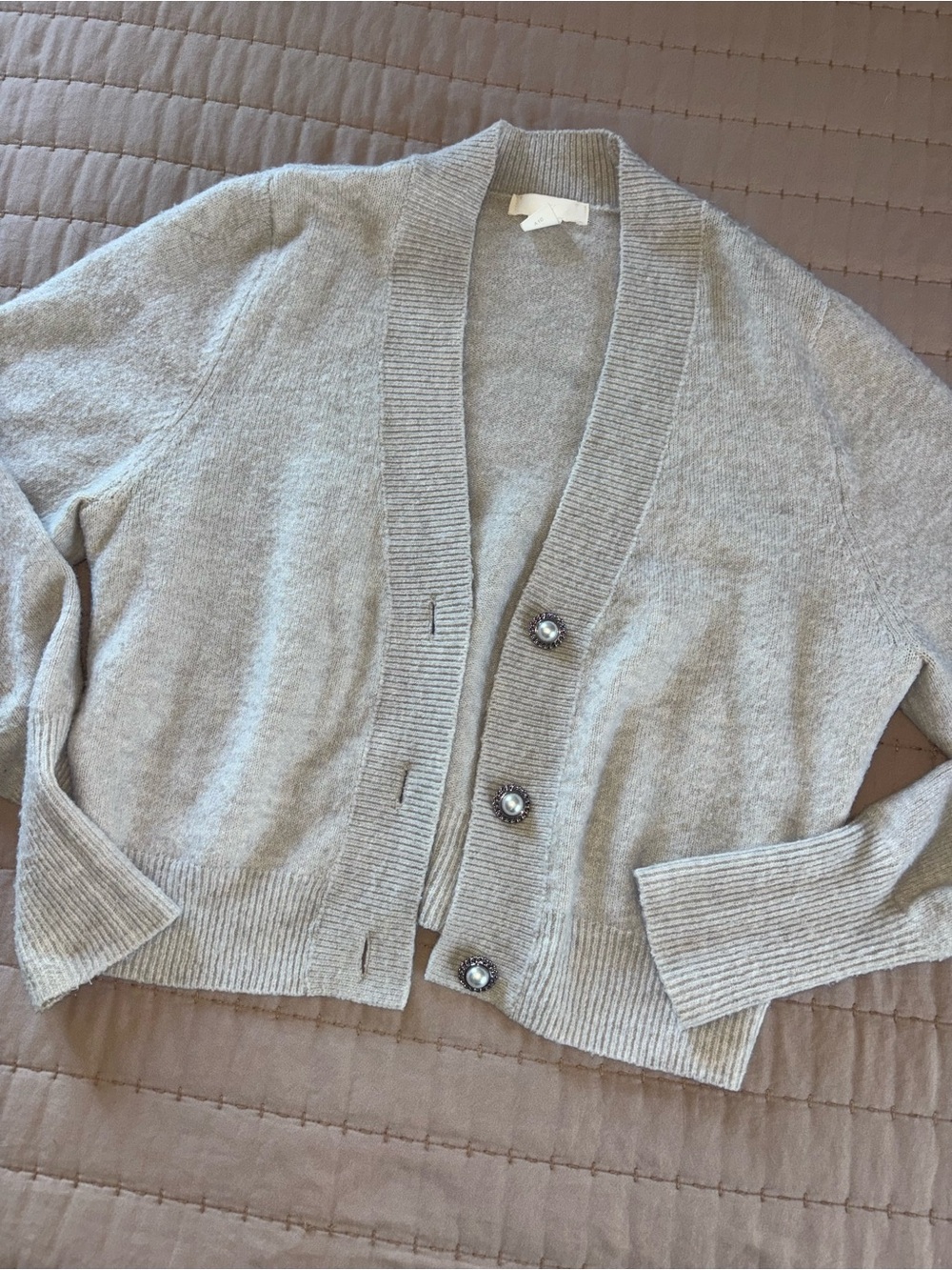 H&M Light Gray Button-Front Women's Cardigan